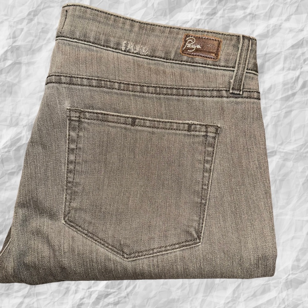 Paige Gray Boyfriend Canyon Jeans 31 (36X31.5) Stretch slim leg Distressed